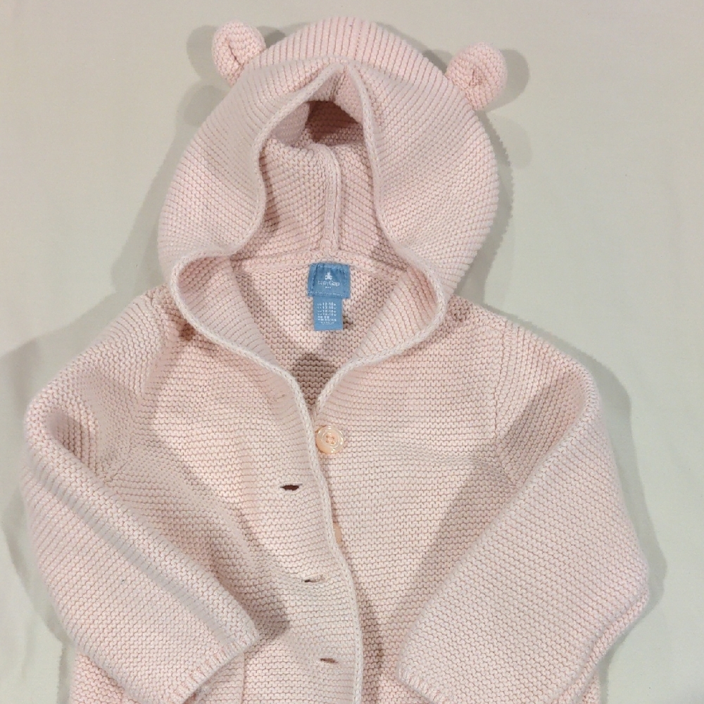 Baby Gap Pink Knit Hooded Cardigan with Ears